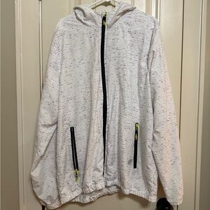 BKLYN White Hooded Wind Jacket with Black Zipper